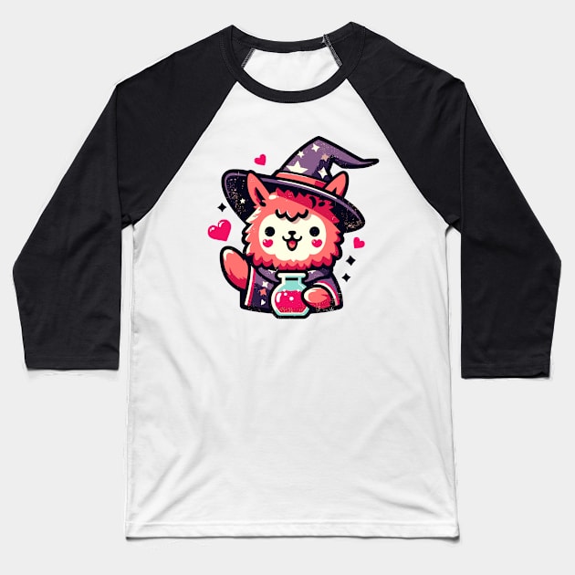 Kawaii llama wizard of love Baseball T-Shirt by TomFrontierArt